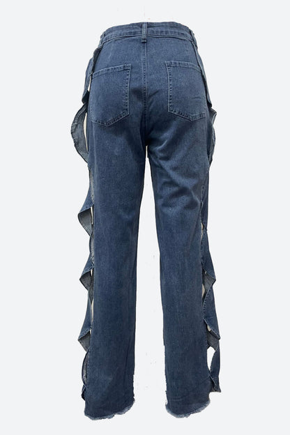 High-Waist Cut-out Jeans