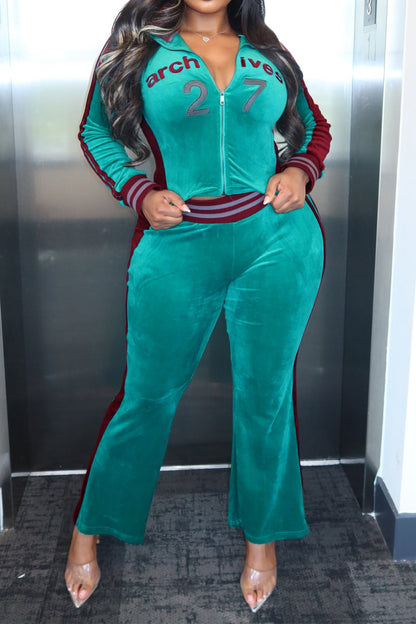 Graphic Velour Flared Track Set