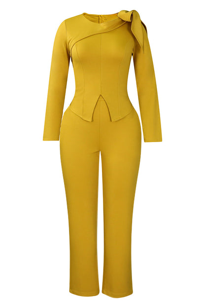 Solid Color Long Sleeve Top & Pants Set
