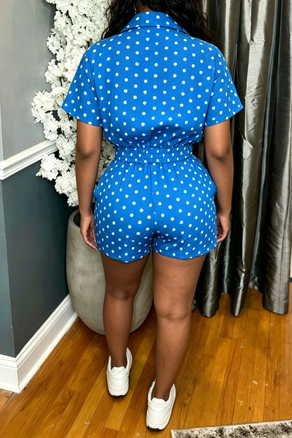 Polka Dot Zip-Up Shorts Set