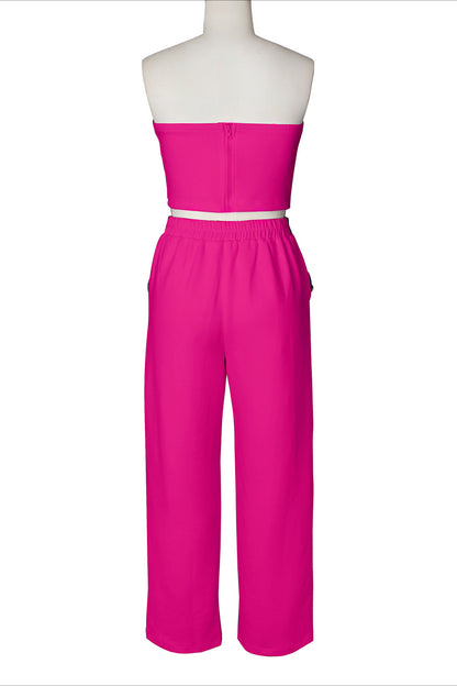 Wide-Leg Pant Suit with Wrap Detail Top