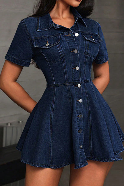 Short Sleeve Denim Mini Dress