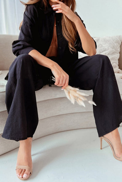 Elegant Ruffle Shirt And Pants Set