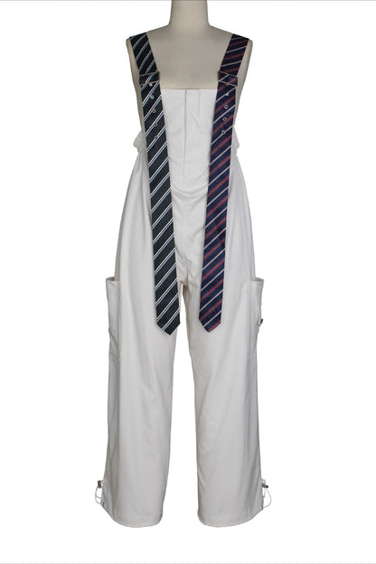 Wide-Leg Cargo Overalls with Buckle Straps