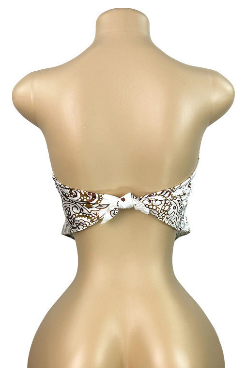 Printed Strapless Scarf Top with Tie Back