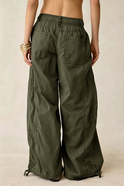 Wide Leg Drawstring Parachute Pant