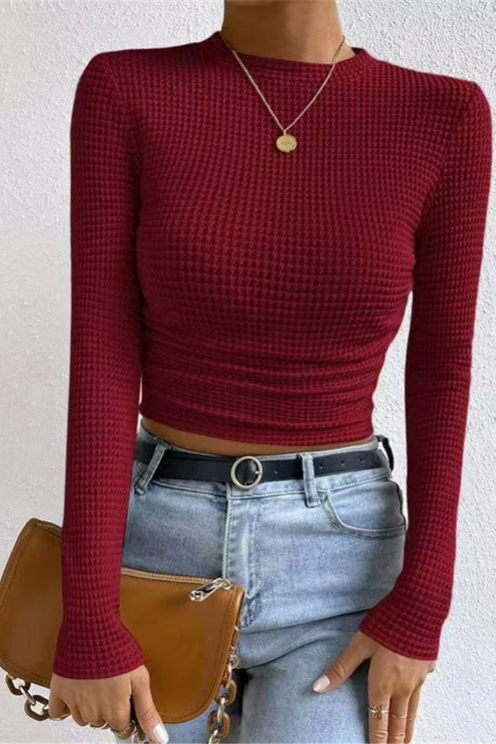 Solid Color Waffle Slim Fit T-Shirt