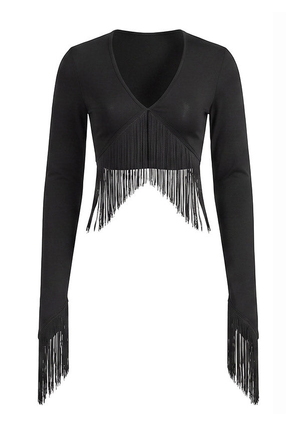 Fringe Crop Top & Stirrup Leggings Set