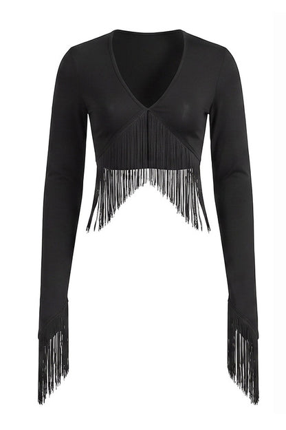 Fringe Crop Top & Stirrup Leggings Set