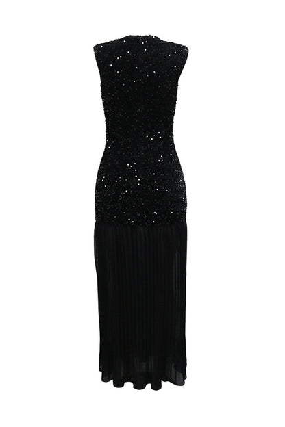 Sparkling Velvet & Chiffon Maxi Dress