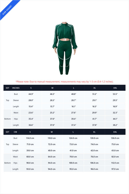 Contrast Piping Zip-Up Track Jacket & Legging Set