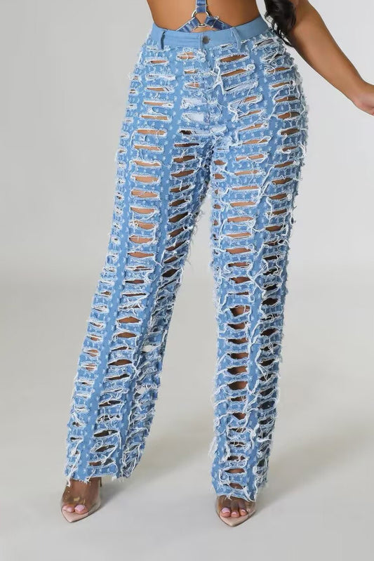 Relaxed Over Distressed Jeans