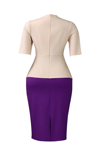 Elegant Tie-Neck Puffy Sleeve A-Line Midi Dress