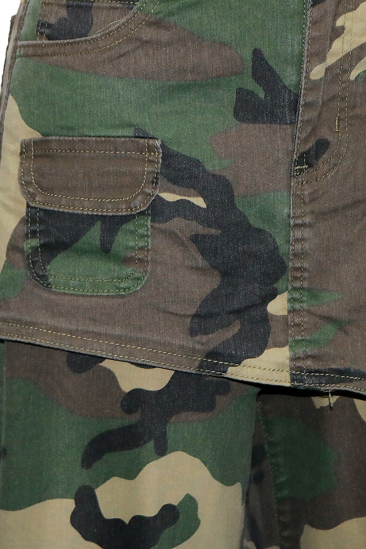 Camo Asymmetrical Skirt Overlay Wide Leg Pants