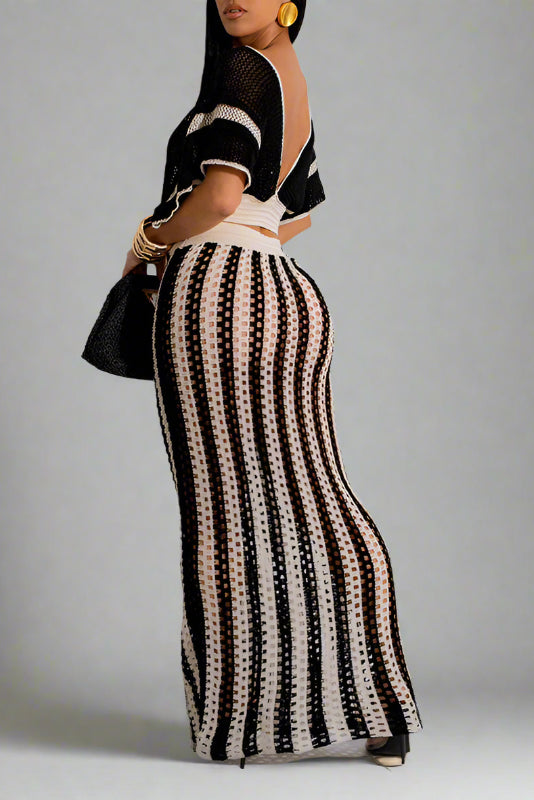 Stripe Knit Skirt Set