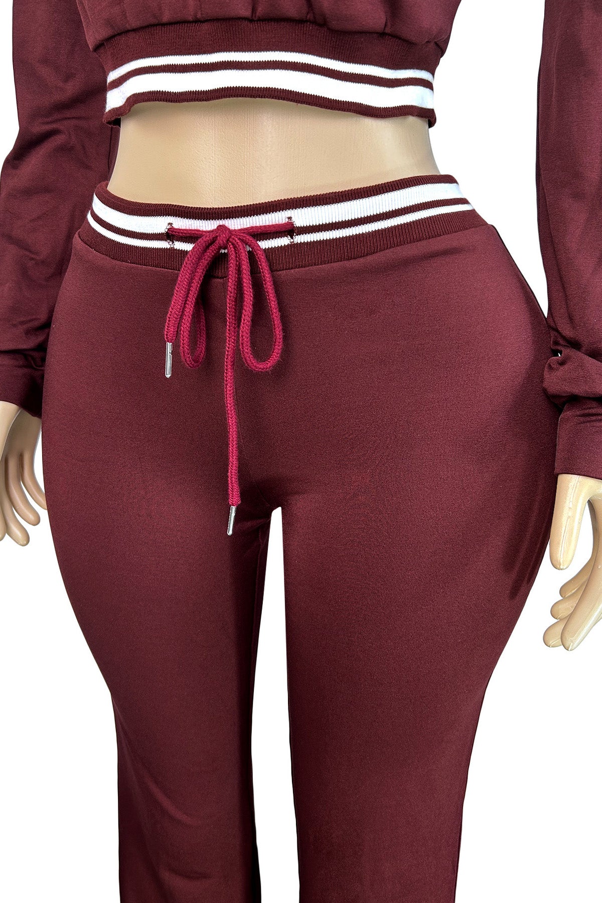 Half Zip Collar Top and Drawstring Pants Set