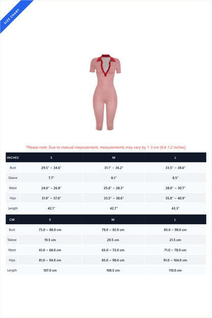 Striped Collared Bodycon Jumpsuit