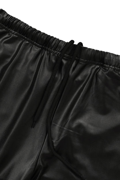 2-Piece Cutout Faux-Leather Bomber & Jogger Set