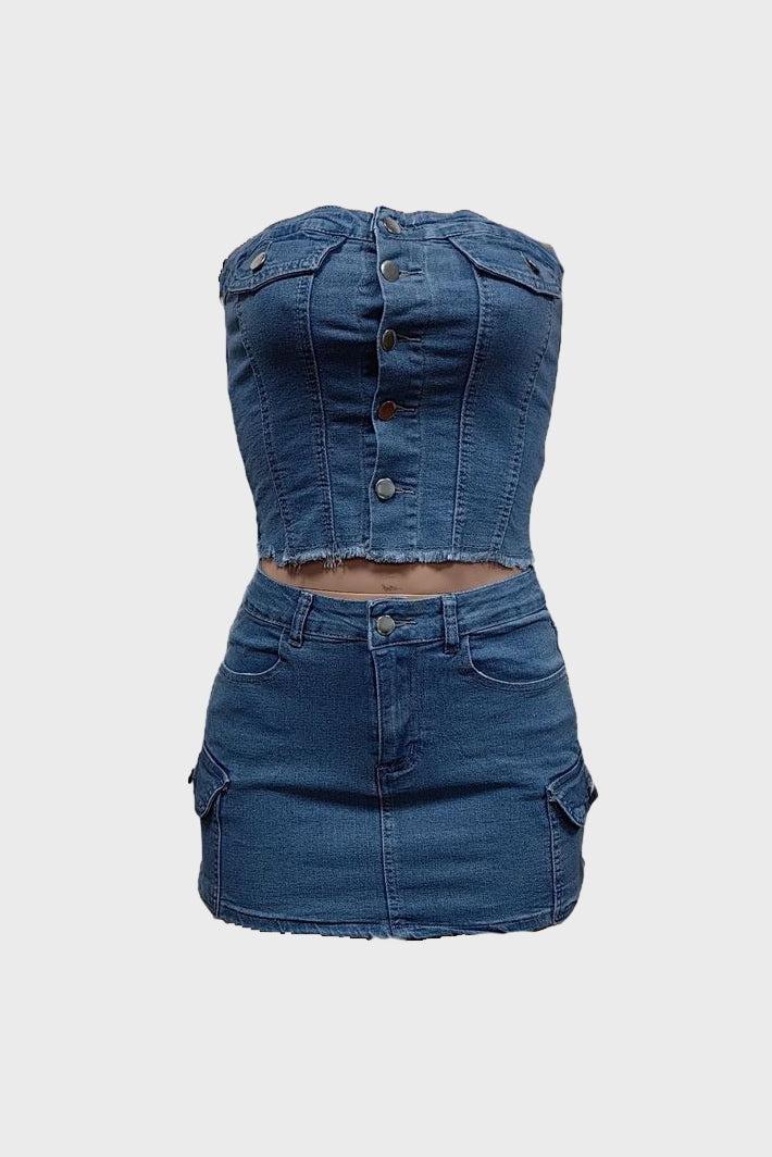 Denim Skirt Sets