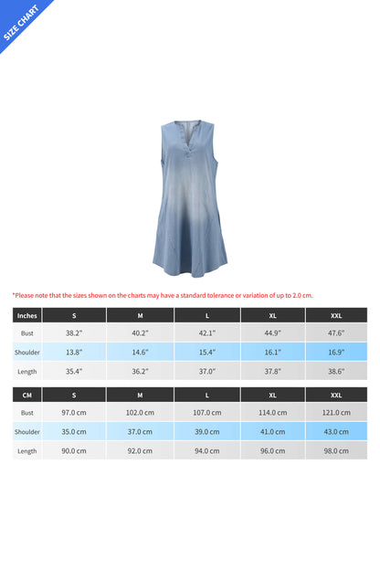 V Neck Sleeveless Denim Dress