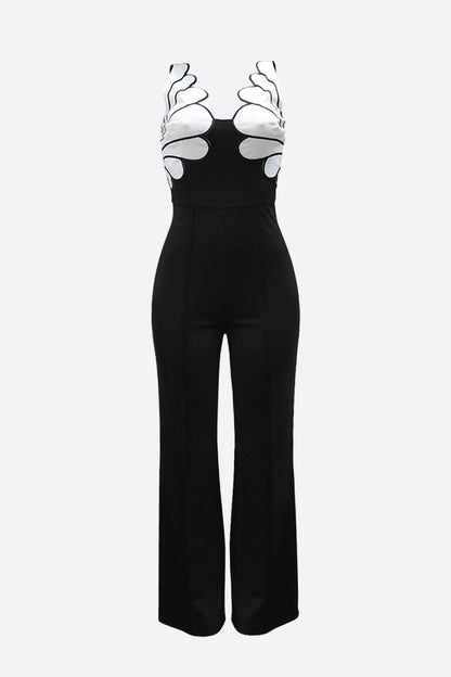 Folded Shell Sway V-Neck Wide Leg Jumpsuit