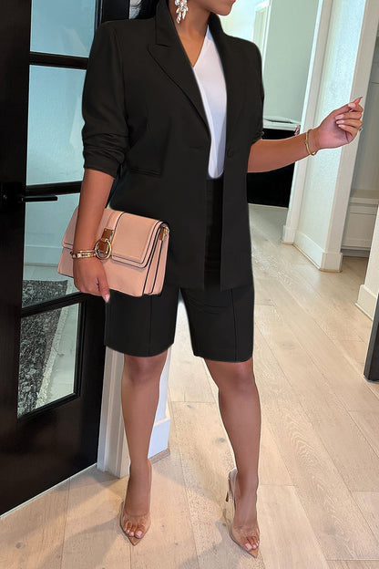 Casual Blazer and Shorts Set