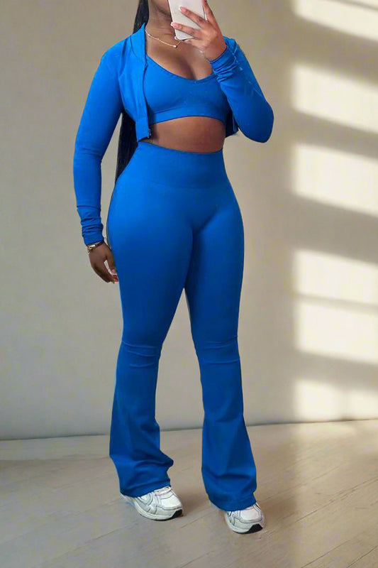 Solid Color Fashion 3 Piece Pant Set