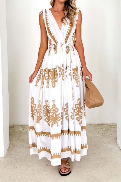 Bohemian Floral Print V-Neck Maxi Dress