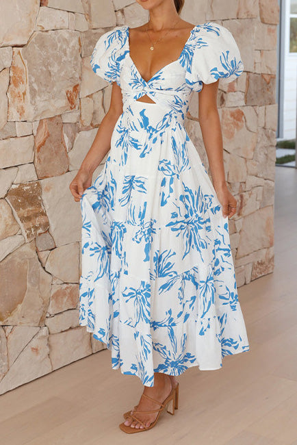 Seaside Printed Puff Sleeve Dress