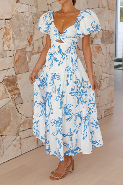 Seaside Printed Puff Sleeve Dress