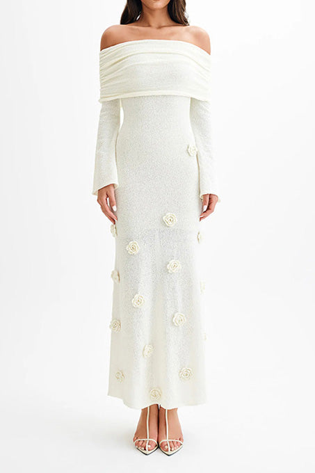 Off Shoulder Knit Maxi Dress
