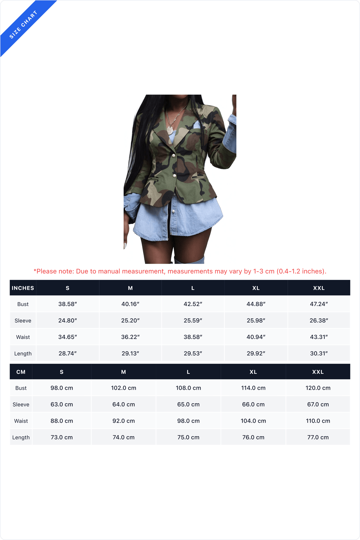 Camouflage Blazer with Denim Trim