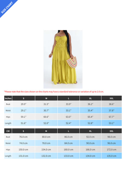 Smocked Tiered Boho Maxi Dress