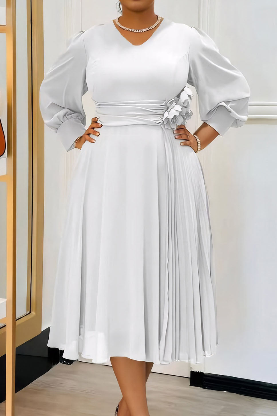 Solid Color A-Line Dress