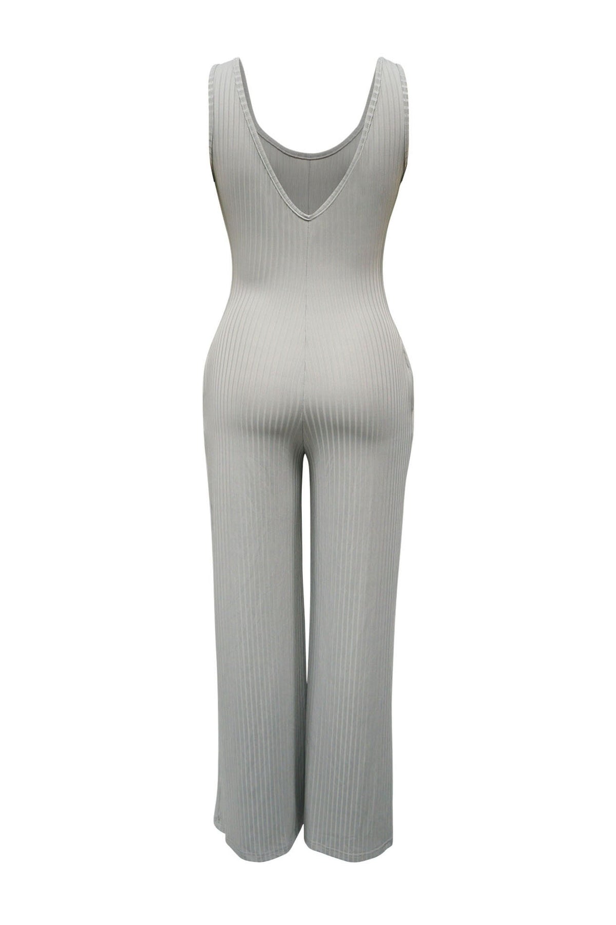 2-Piece Ribbed Knit Tank Jumpsuit & Cropped Top Set