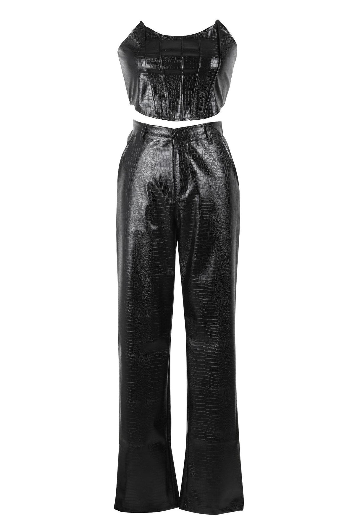 Corset Cutout PU Leather Cargo Set