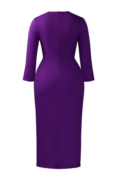 3D Floral Ruffle Pencil Midi Dress