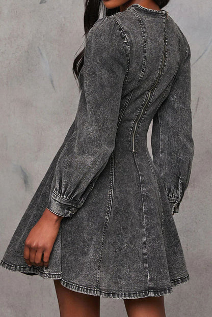 Denim Fit And Flare Mini Dress