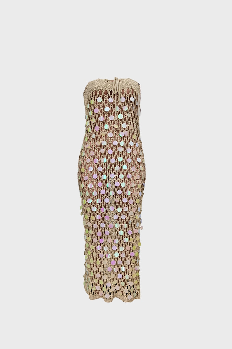 Knitting Strapless Sequin Beach Dress