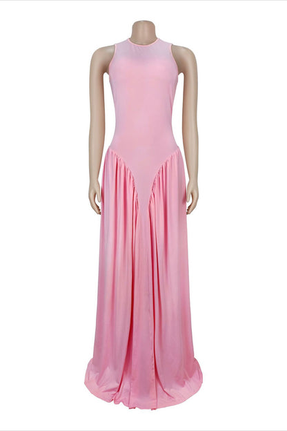 Sleeveless Drop Waist Flowy Maxi Dress