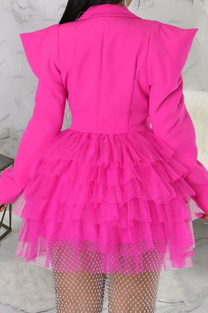 Statement Shoulder Tulle Blazer Dress