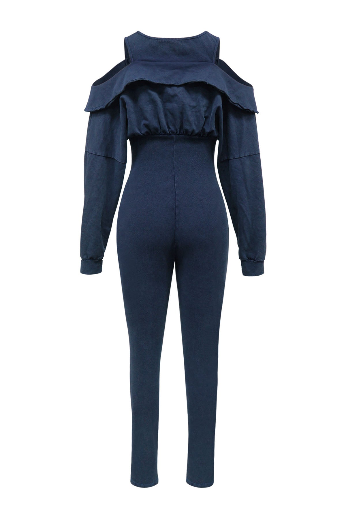 Off-Shoulder Mineral Wash Ribbed Jumpsuit