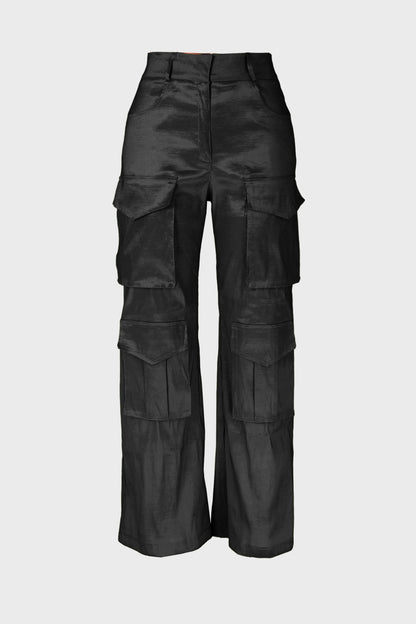 Solid Large Pocket Cargo Pants