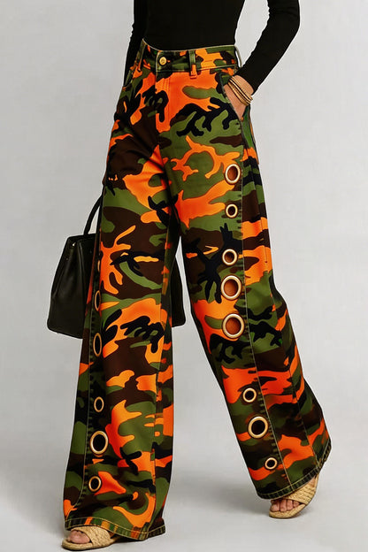 Baggy Camo Eyelet Wide Leg Pants