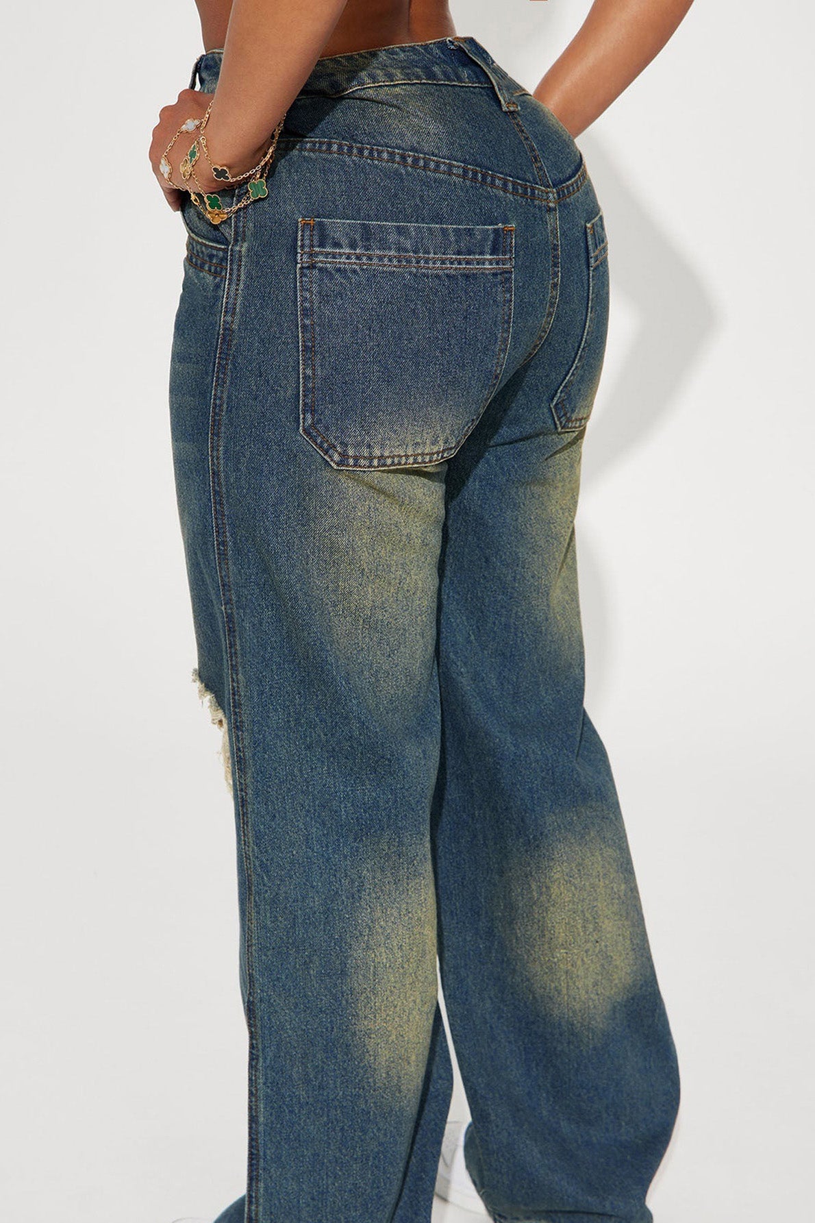 Vintage Washed Distressed Baggy Jeans