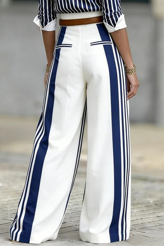 High Waist Striped Wide Leg Pants