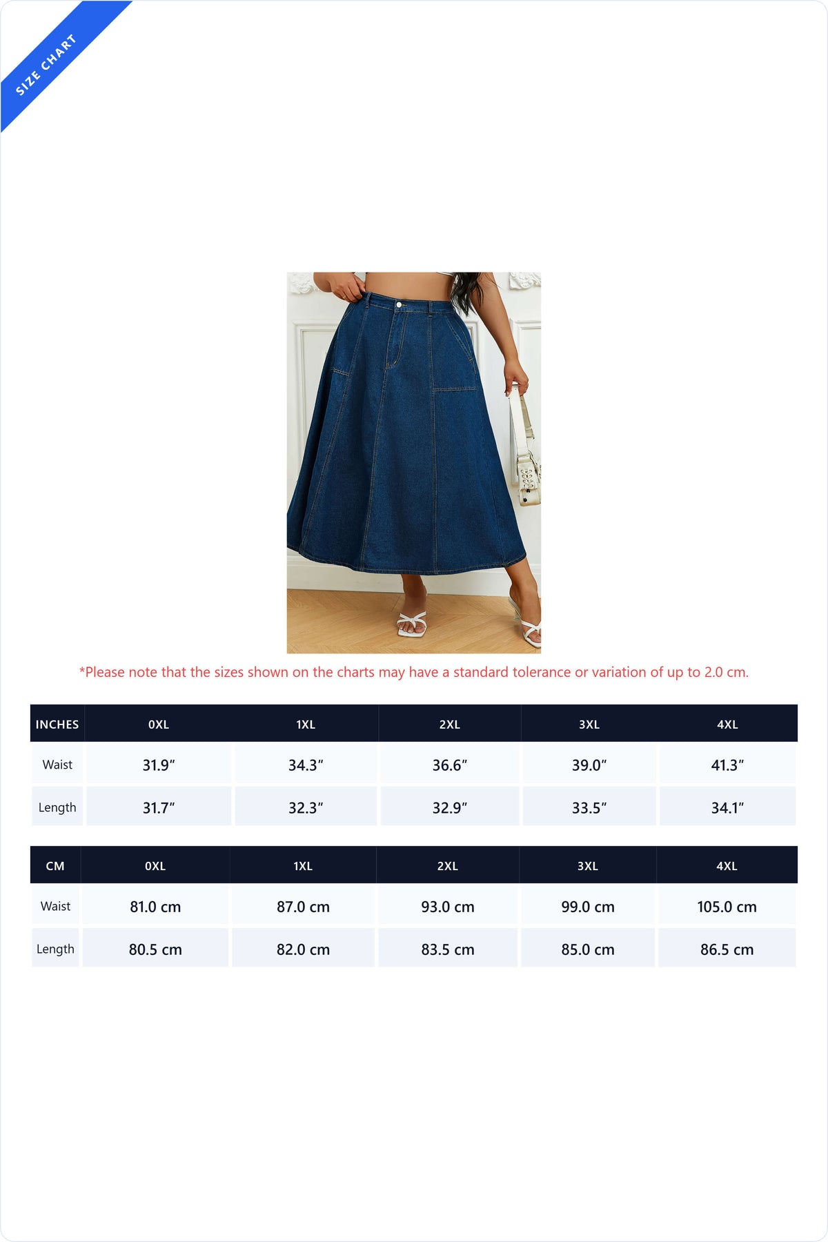 Plus Size High Waist A-Line Denim Maxi Skirt