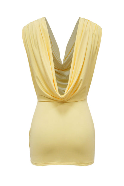 Cowl Neck Spiral Hardware Cutout Mini Dress