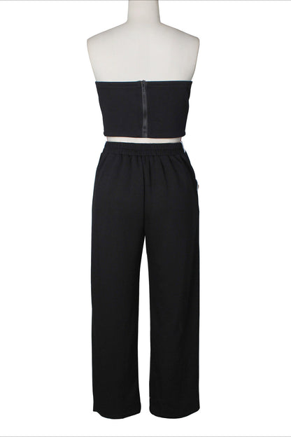 Wide-Leg Pant Suit with Wrap Detail Top