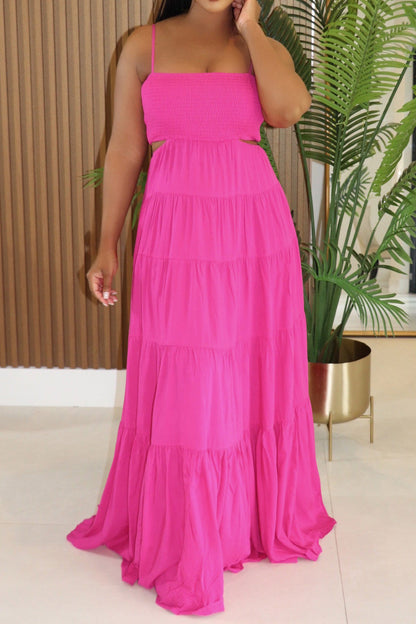 Smocked Cut Out Maxi Dress